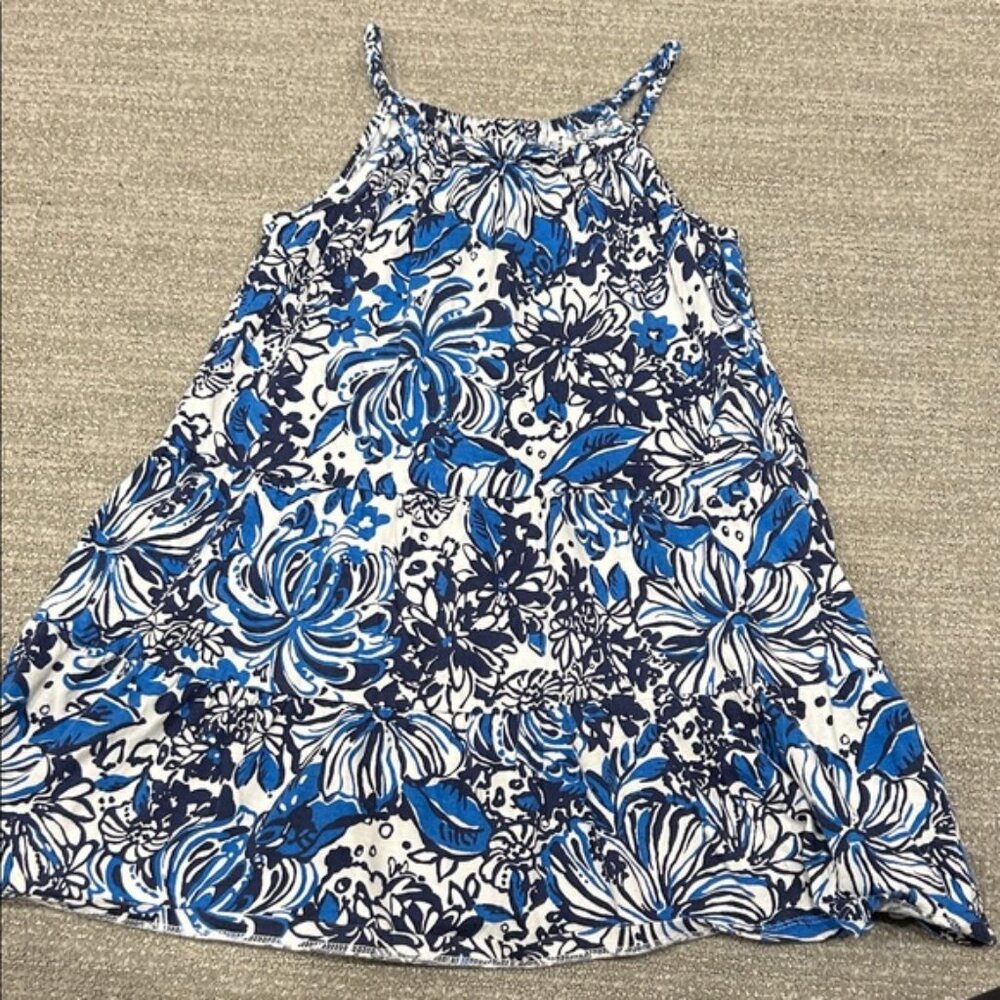 Floral Blue and White Sleeveless Dress kids